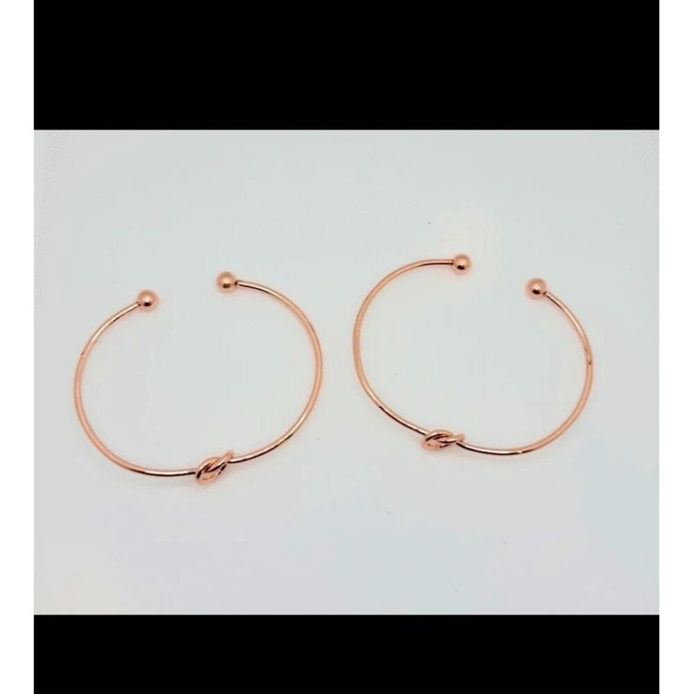 Pair of Copper-Tone Wire Knot Cuff Bracelets